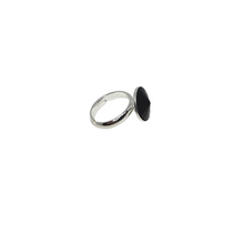 Load image into Gallery viewer, Silver ring with Swarovski crystal JET
