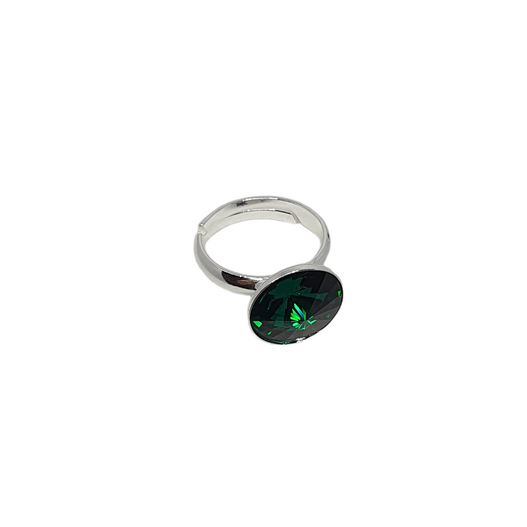 Silver ring with Swarovski crystal EMERALD