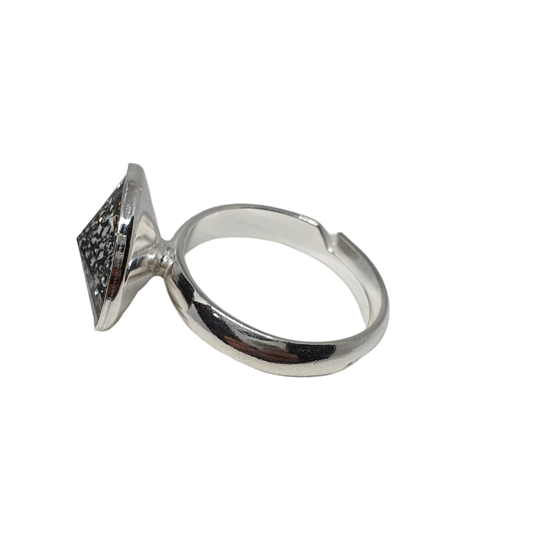 Silver ring with Swarovski crystal BLACK PATINA