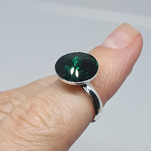 Silver ring with Swarovski crystal EMERALD