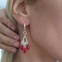 Load image into Gallery viewer, Silver Chandelier earrings with Swarovski
