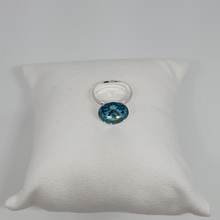 Load image into Gallery viewer, Silver ring with Swarovski crystal LIGHT TURQUOISE
