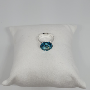 Silver ring with Swarovski crystal LIGHT TURQUOISE
