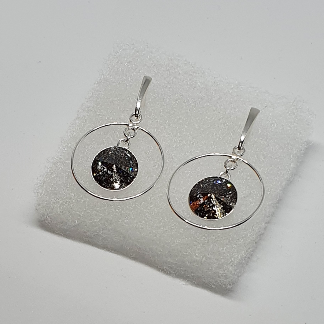 Earrings Swarovski crystals BLACK PATINA
