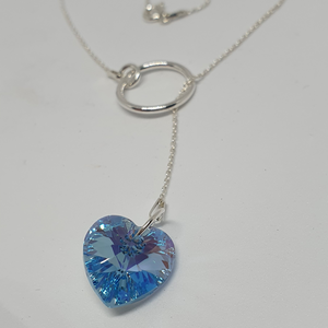 Collar de plata con corazón (Aquamarine)