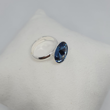 Load image into Gallery viewer, Silver ring with Swarovski crystal DENIM BLUE

