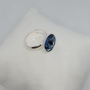 Silver ring with Swarovski crystal DENIM BLUE