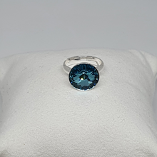 Load image into Gallery viewer, Silver ring with Swarovski crystal LIGHT TURQUOISE
