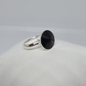 Silver ring with Swarovski crystal JET
