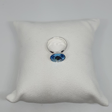 Load image into Gallery viewer, Silver ring with Swarovski crystal AQUAMARINE
