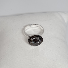 Load image into Gallery viewer, Silver ring with Swarovski crystal BLACK PATINA
