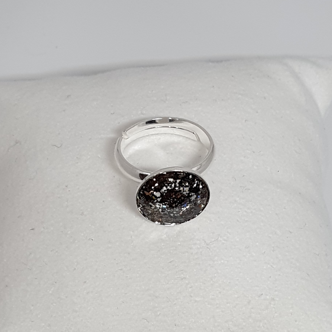 Silver ring with Swarovski crystal BLACK PATINA