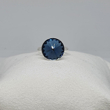 Load image into Gallery viewer, Silver ring with Swarovski crystal DENIM BLUE
