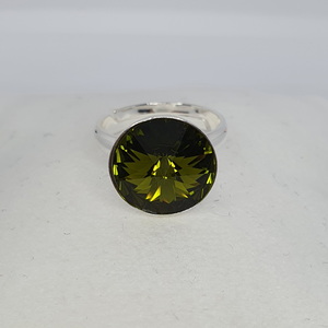 Silver ring with Swarovski crystal OLIVINE