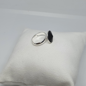 Silver ring with Swarovski crystal JET