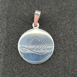 Silver pendant with LOVE engraving
