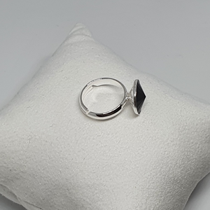 Silver ring with Swarovski crystal JET HEMAT