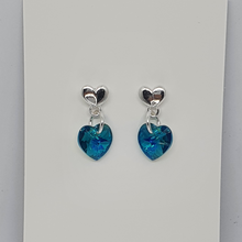 Load image into Gallery viewer, Hearts Earrings (Blue Zircon)
