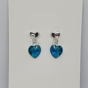 Hearts Earrings (Blue Zircon)