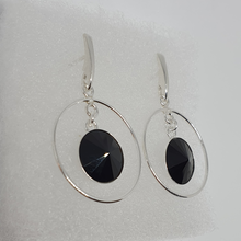 Load image into Gallery viewer, Earrings Swarovski crystals JET HEMAT
