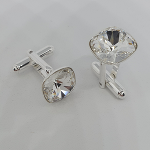 Square silver cufflinks with Swarovski crystals