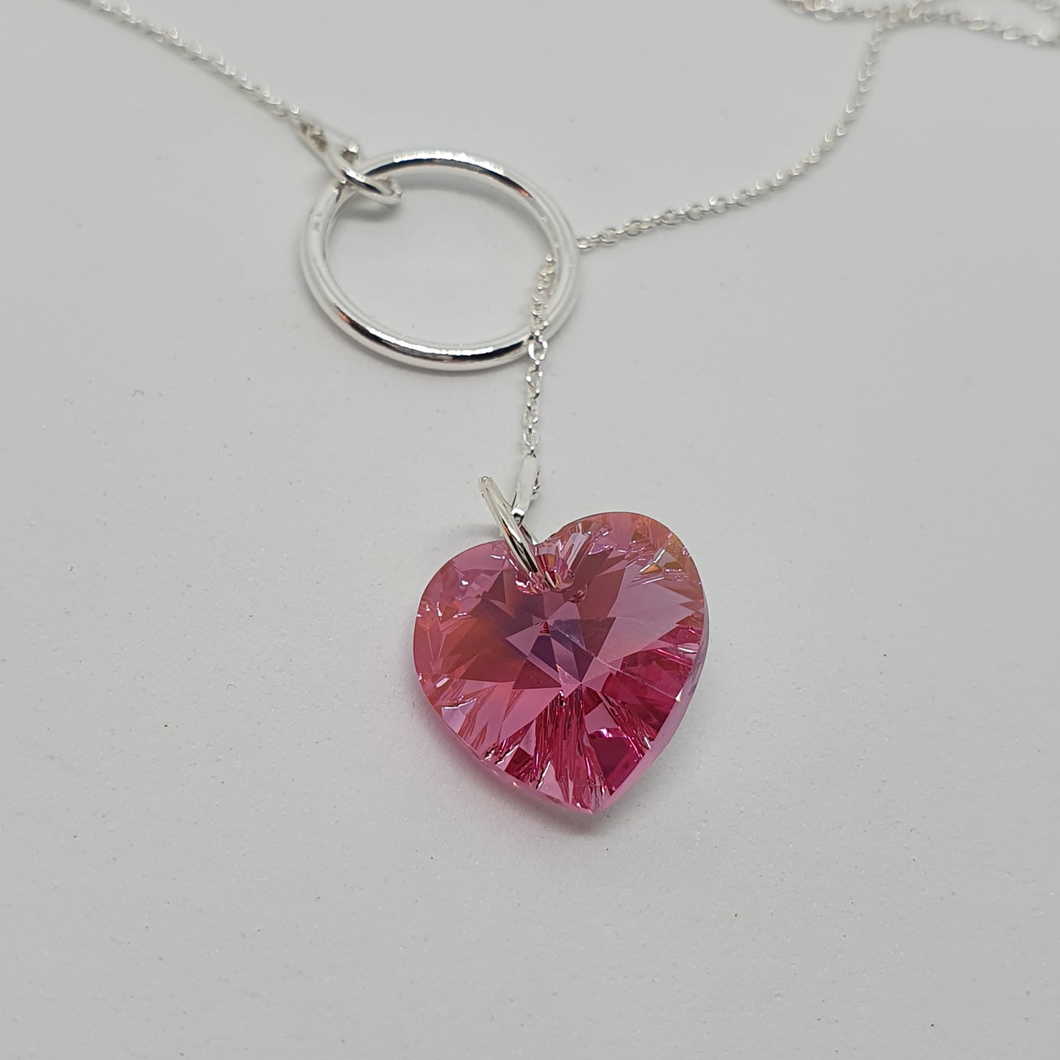 Collar de plata con corazón (Rose Aurora Boreal)