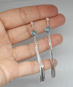 Silver tassel stud earrings